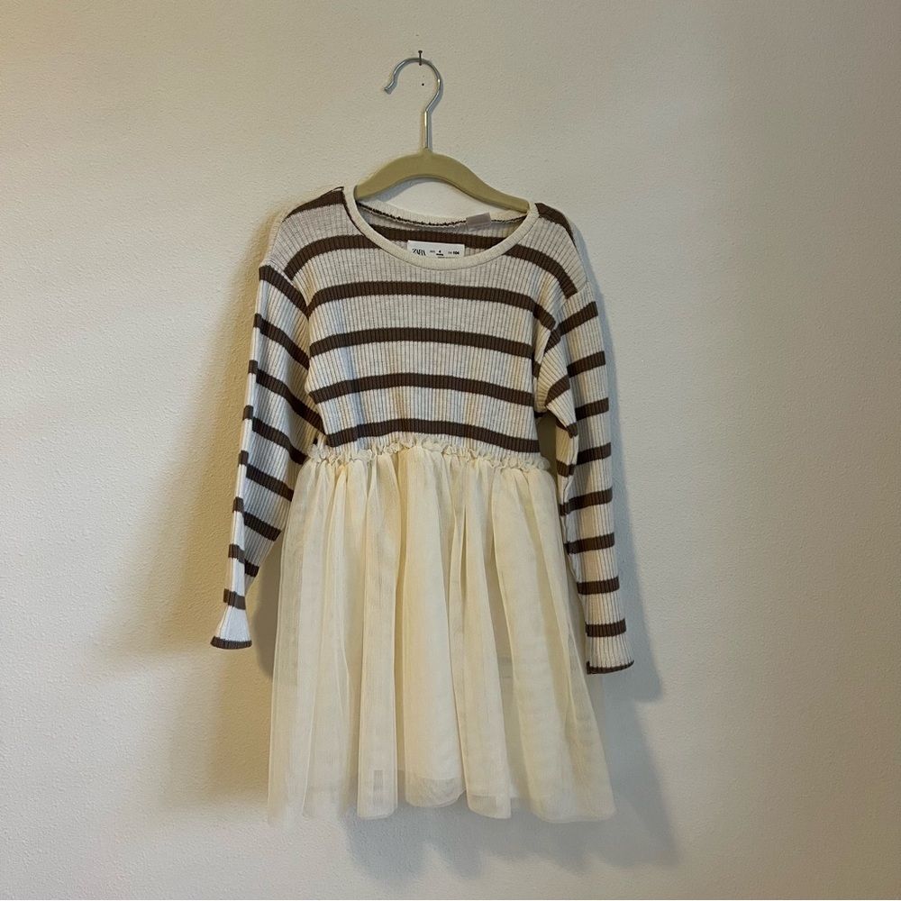 zara girls‎ long sleeve tulle dress size 4